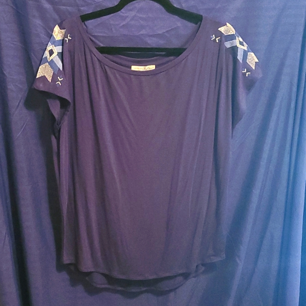 Embroidered shoulder top